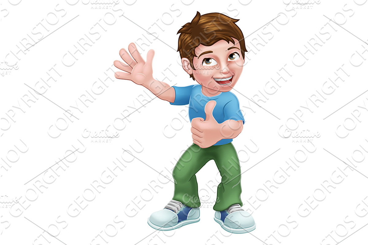Kid Cartoon Boy Child Thumbs Up, a Person Illustration by Christos Georghiou