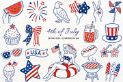 4th of July Clipart Independence Day, a Seasonal Illustration by SugarCloudStudioArt (Thumbnail 1 of 6)