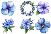 Periwinkle Flower Watercolor Clipart, an Illustration by Watercolor design (Thumbnail 2 of 3)