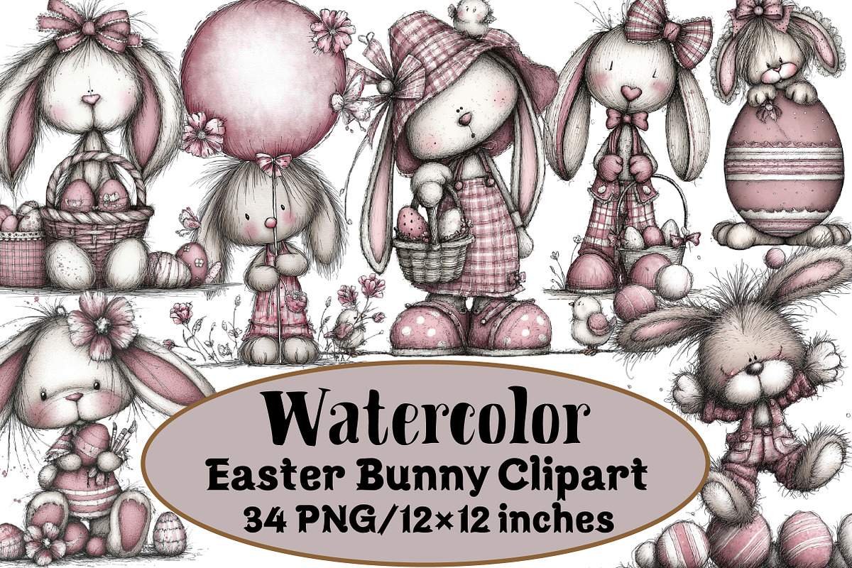 Easter Bunny Clipart, an Illustration by Design Market (Photo 1 of 3)