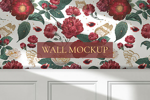 Roses wallpaper pattern wall mockup, a Print Template by rawpixel