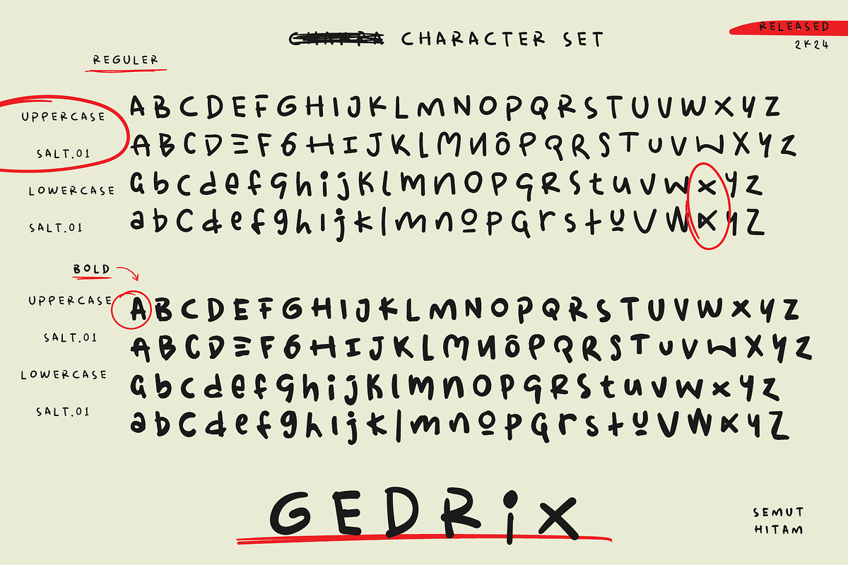 Gedrix - Mediocre Handwritten Font, a Handwritten Font by SemutHitam Creative (Photo 6 of 9)