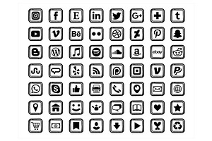 Black Sketch Square Social Icons