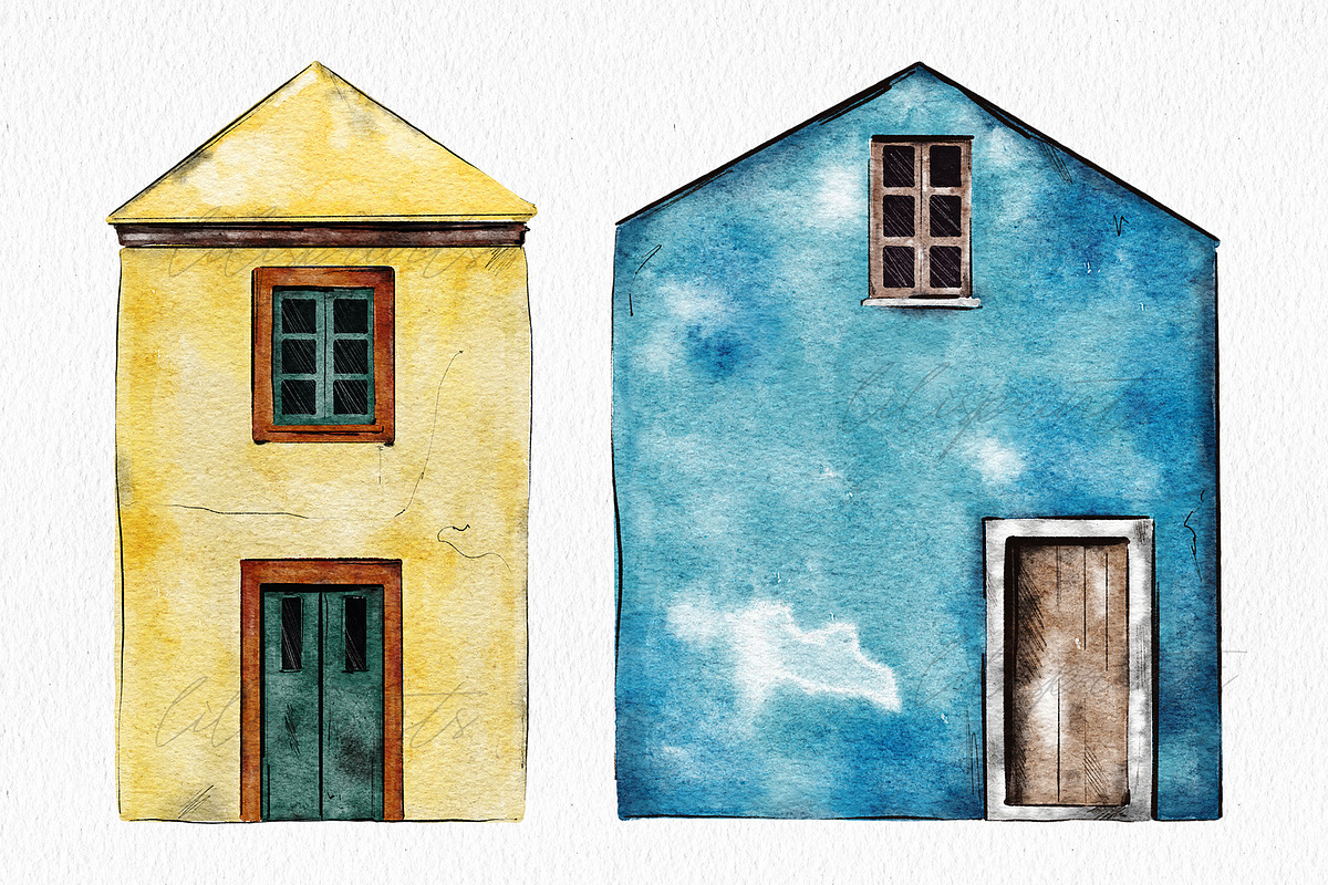 Watercolor icelandic houses, an Illustration by lilisprints (Photo 4 of 5)