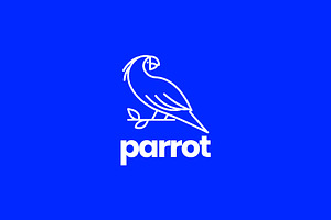 Bird Parrot Perched On Tree Logo