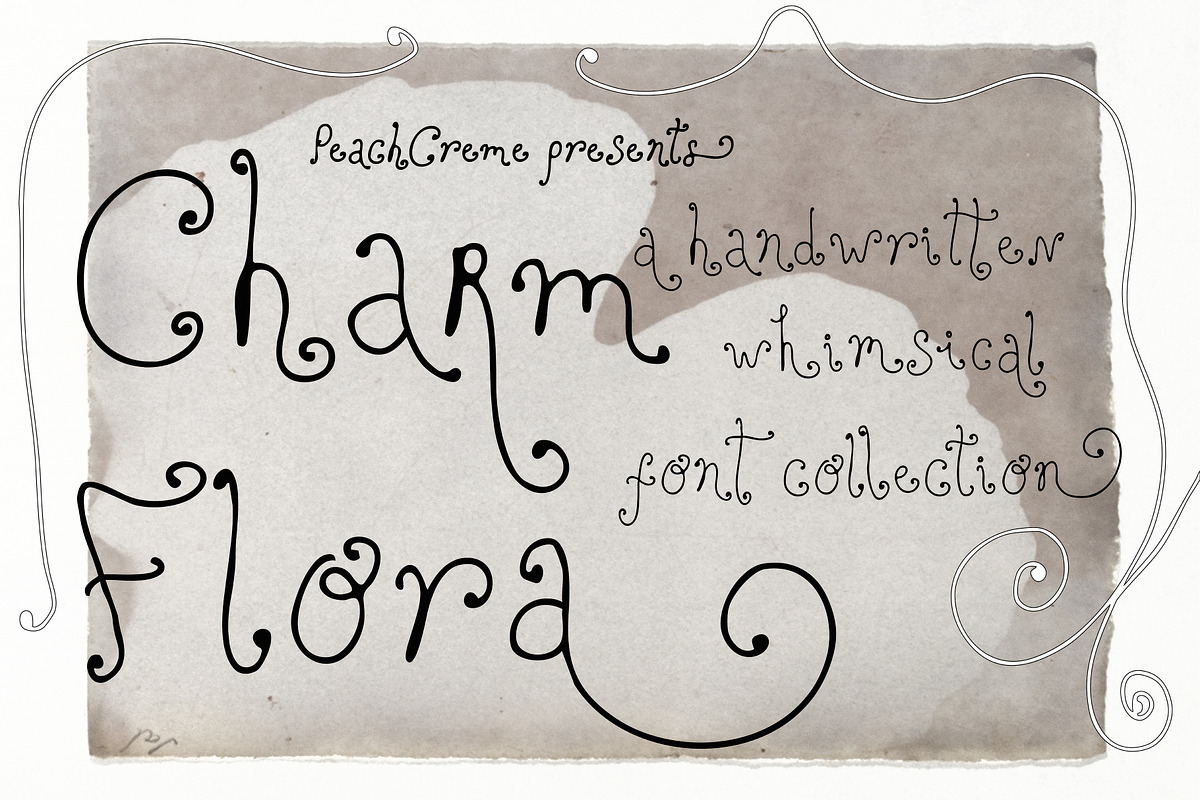 Charm Flora// Curly Font Set, a Handwritten Font by PeachCreme (Photo 1 of 18)