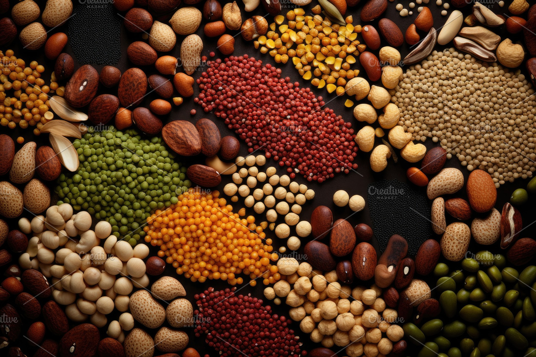 Variety of grains and legumes as a b, a Photo by Iftikhar Alam