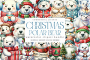 Christmas Polar Bear Clipart Bundle, an Illustration by SinaCreation (Thumbnail 1 of 7)