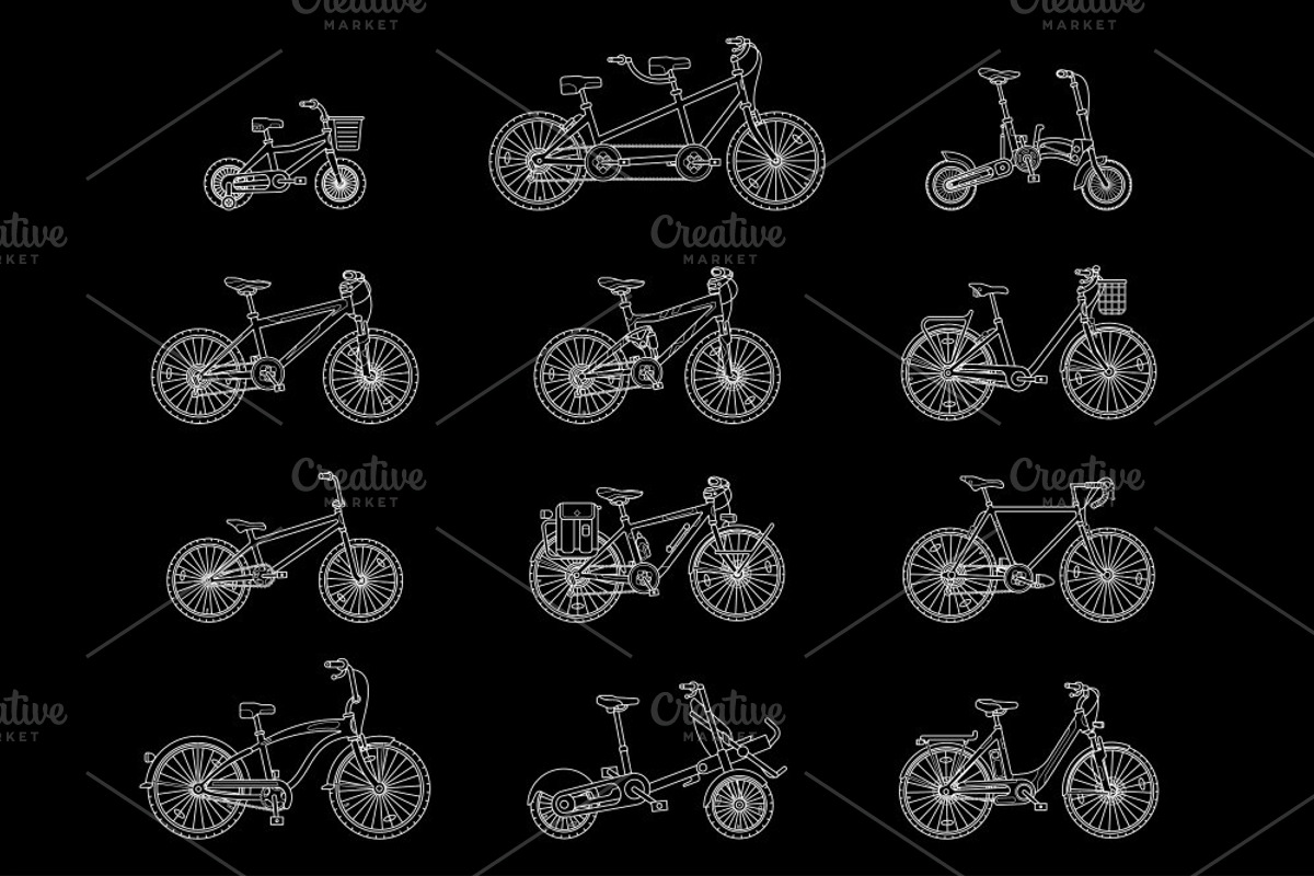 Big set of twelve different bicycles, a Healthcare Illustration by WINS Doodle shop (Photo 4 of 17)