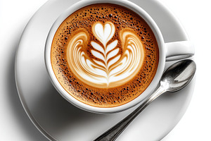 Aromatic Latte Art Coffee in White C, a Food & Drink Photo by Pixeness Studio