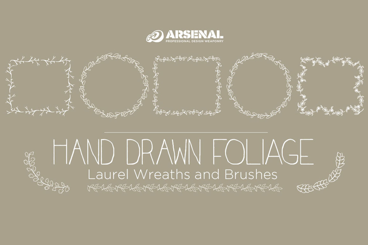 Hand Drawn Laurel Wreaths & Brushes, a Decorative Illustration by Go Media's Arsenal (Photo 2 of 2)