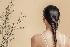 Woman with braided hair stands near, a Photo by Pavel_design