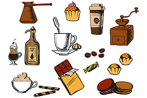 Coffee Drinks And Dessert Icons