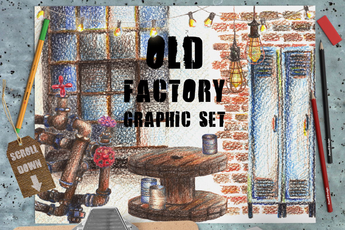 Vintage Factory Graphic Set, a Texture Illustration by WBS Design (Photo 1 of 5)