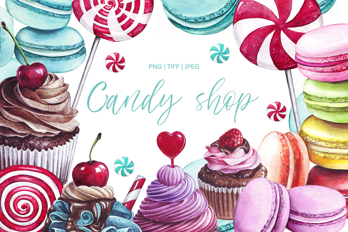 Watercolor Candy shop, an Illustration by YuliaBiser (Photo 1 of 9)