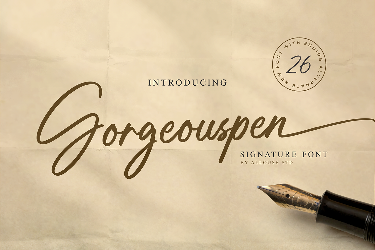 Gorgeouspen A Elegant Signature, a Script Font by Allouse Studio (Photo 1 of 10)
