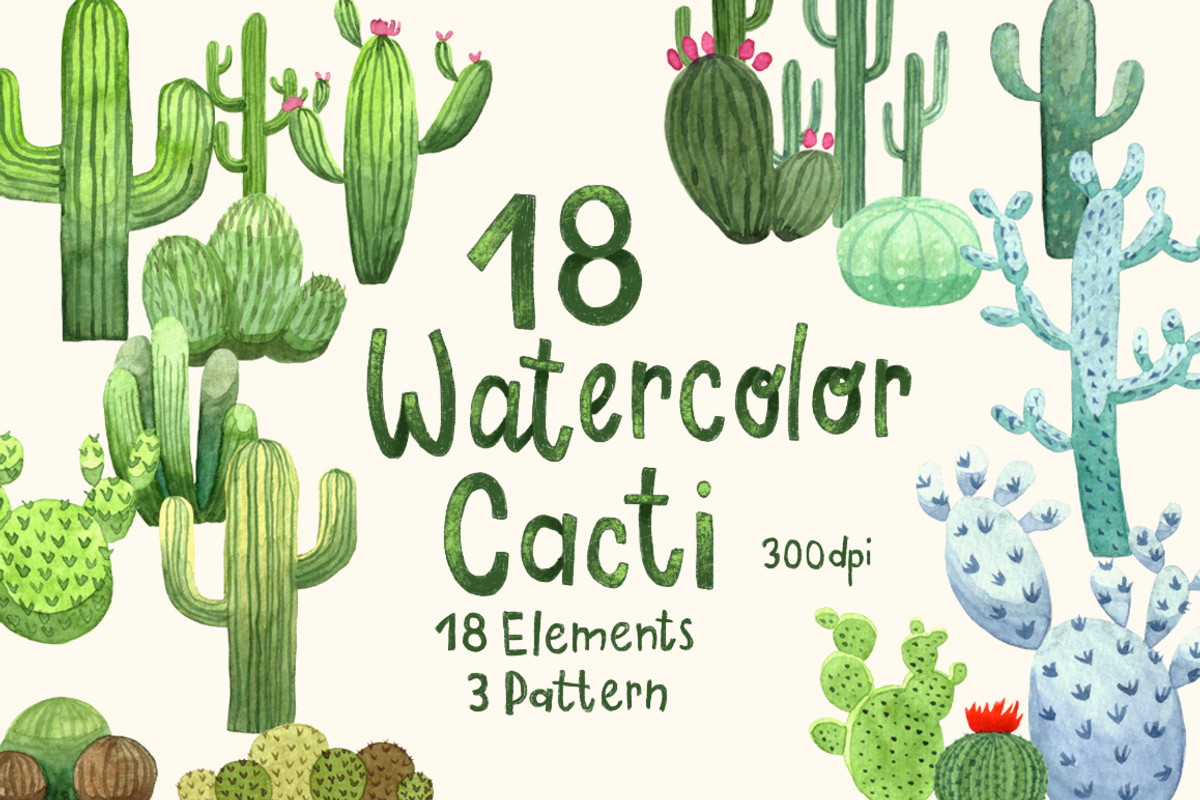 Watercolor Cacti, an Illustration by skrich (Photo 1 of 3)