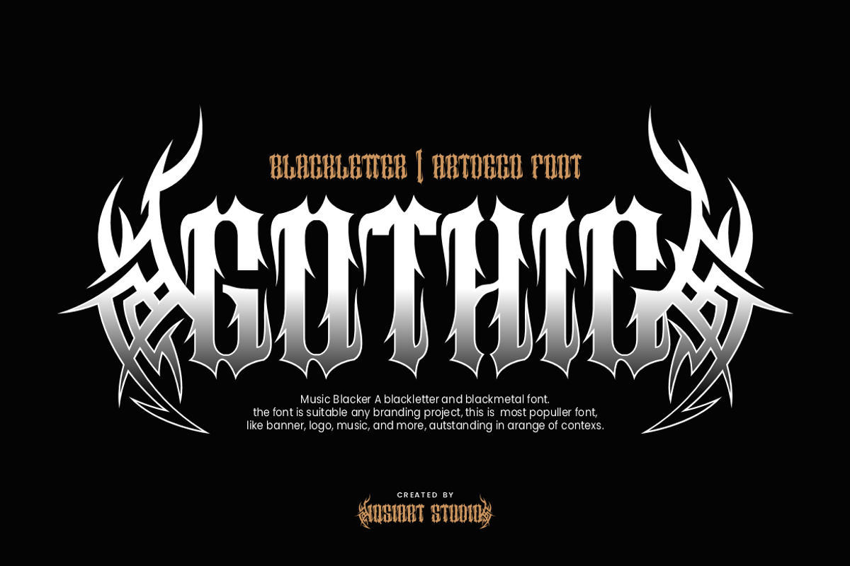 Music Blacker - Gothic Font, a Blackletter Font by Iqsiart Studio (Photo 5 of 11)