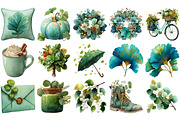 Mint Fresh Green Autumn Clipart, an Illustration by Craft Nest (Thumbnail 2 of 4)