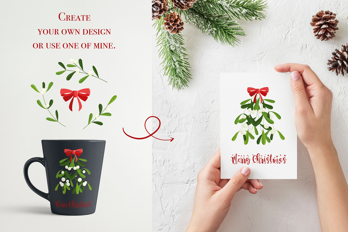 Christmas Vector Floral Clipart ., a Background Graphic by NinaBrai (Photo 6 of 8)