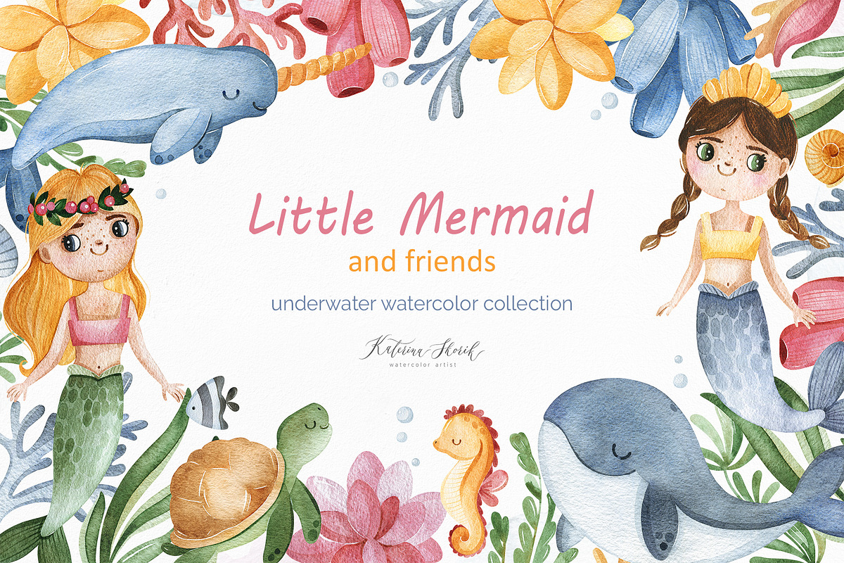 The Little Mermaid and friends., an Animal Illustration by Kate_Rina (Photo 1 of 13)