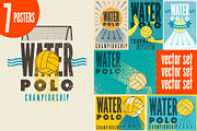 Water Polo retro vector poster set., a Sport Illustration by PoPaShop (Thumbnail 1 of 8)