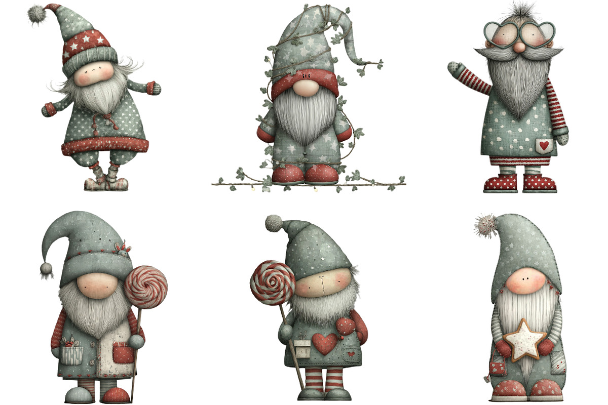 Quirky Whimsical Santas Clipart, an Illustration by CraftArtStudio (Photo 2 of 6)