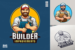 Construction Worker Mascot Logo