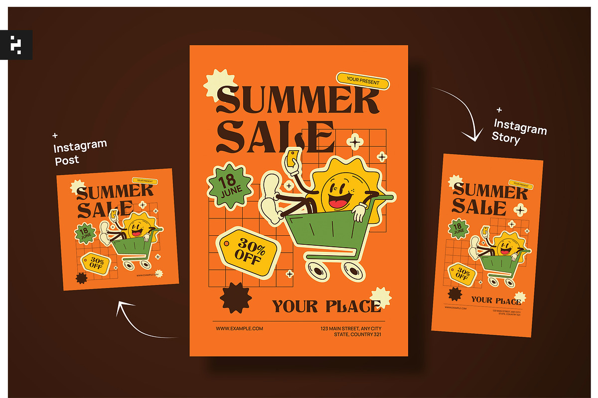 Orange Retro Summer Sale Flyer, a Flyer Template by Neermana (Photo 1 of 4)