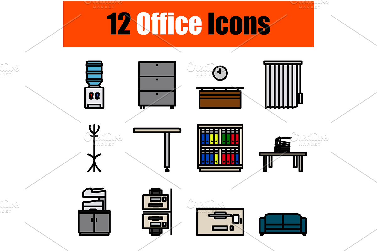 Office Icon Set, an Outline Icon by Pavel Vectors