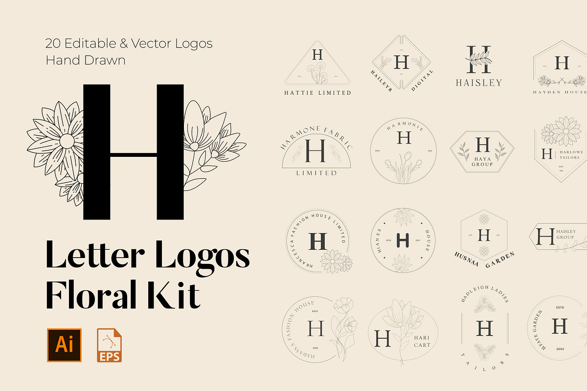 520 A to Z Floral Logos Bundle, a Branding & Logo Template by AN Productions (Photo 54 of 223)