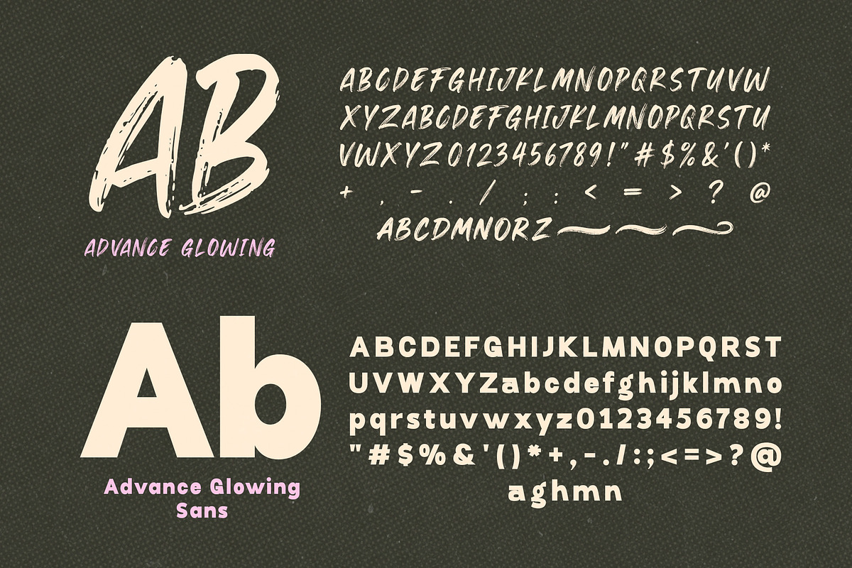 Advance Glowing - Duo Font, a Script Font by Madjack.font (Photo 4 of 13)