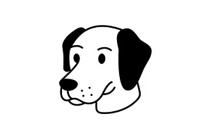 Smiling cartoon dog with black ears, an Animal Illustration by GraphiShop
