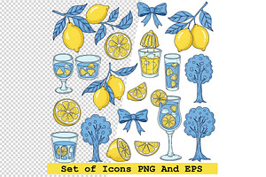 Set of lemon fruit icon vector, an Icon by one-touch