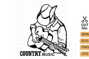 Country Music Cowboy Man with guitar, a Graphic by TanchaArt (Thumbnail 1 of 8)