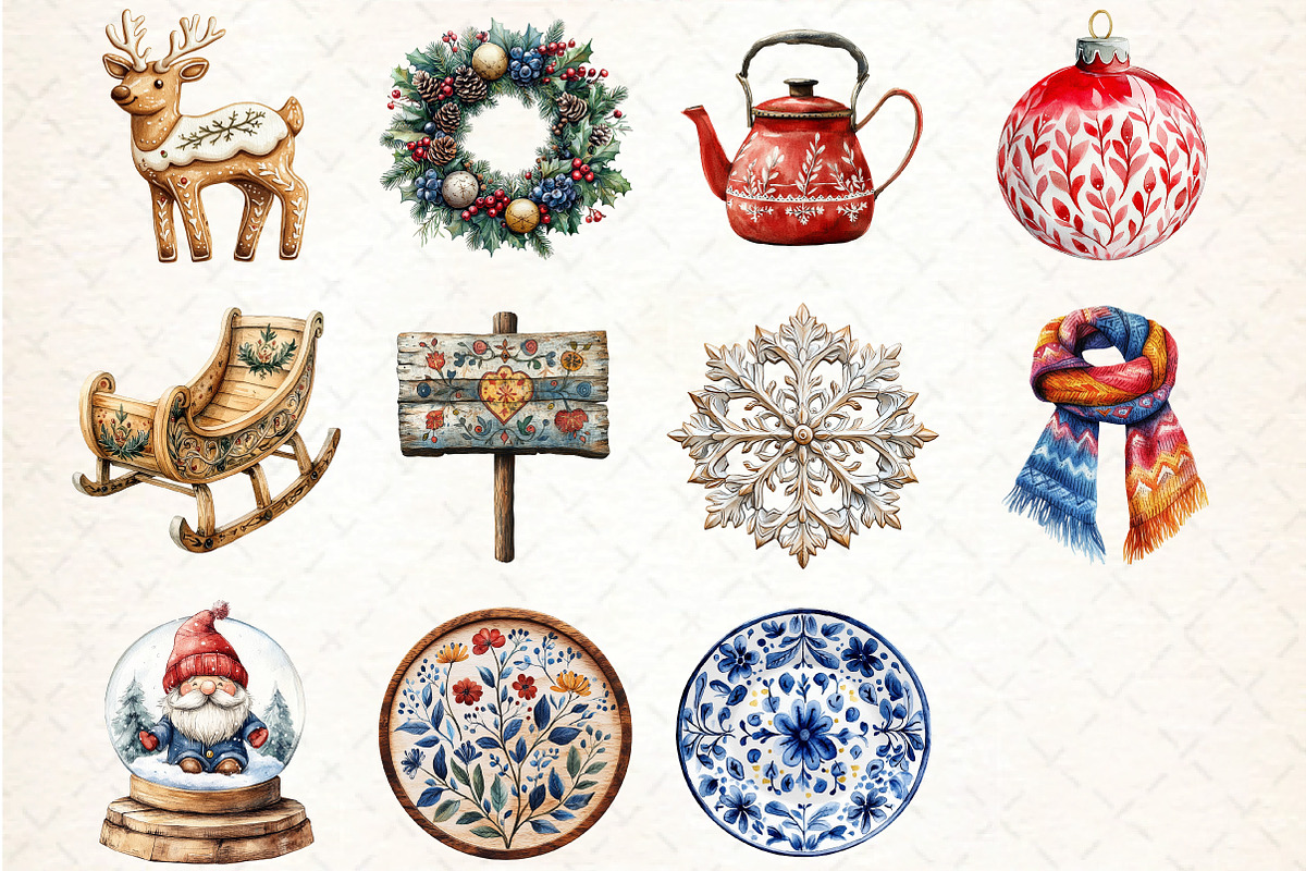 Nordic Christmas Clipart, an Illustration by DreamCafeArt (Photo 4 of 4)
