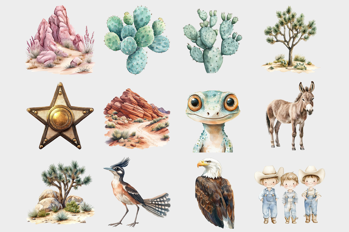 Watercolor Cowboy Wild West Clipart, a Seasonal Illustration by Design Market (Photo 2 of 5)