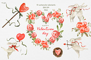 Valentines Roses Watercolor Flowers, an Illustration by Artcard Watercolor (Thumbnail 1 of 11)