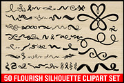 50 Flourish Silhouette Clipart Set, an Illustration by yasushie (Thumbnail 1 of 4)