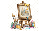 Canvas on Wooden Easel Clipart JPG, an Illustration by Memories By Lea (Thumbnail 18 of 19)