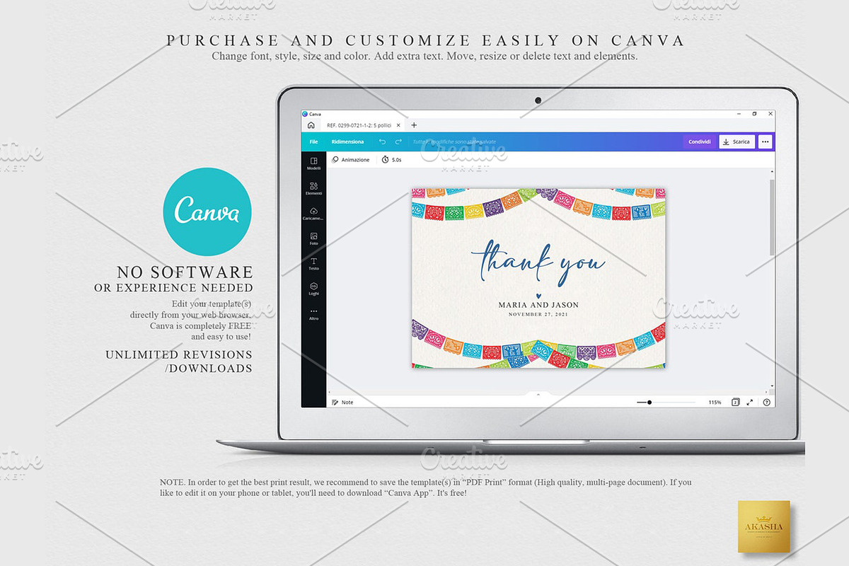 Mexican Thank You Card | CANVA, a Stationery Template by Creative Market (Photo 3 of 5)