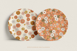 Retro Flowers Groovy Pattern&clipart