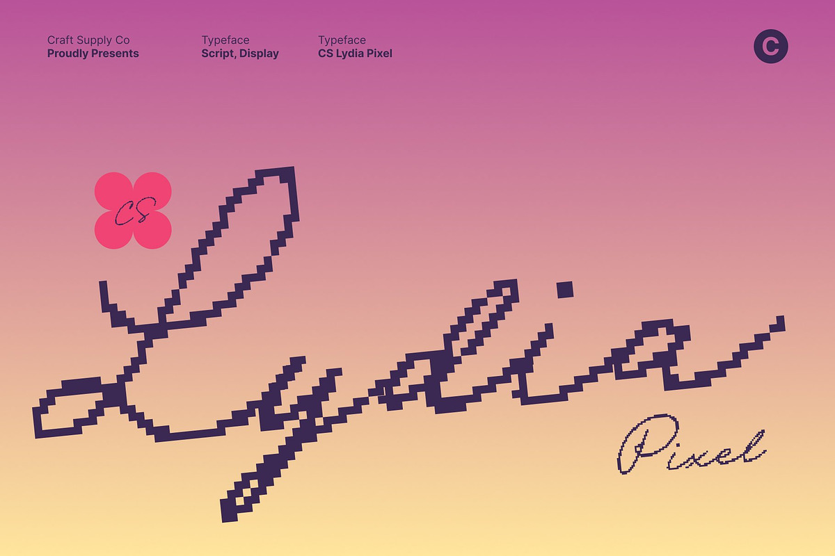 CS Lydia Pixel, a Script Font by Craft Supply Co. (Photo 1 of 8)