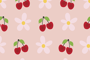 Cherries & Daisies Set Of 7 Seamless