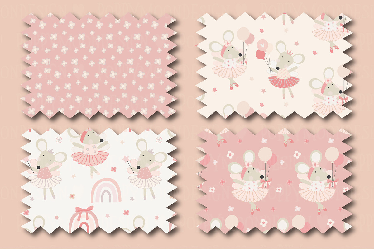 Pink Ballerina clipart and paper set, an Animal Illustration by Poppymoondesign (Photo 8 of 10)