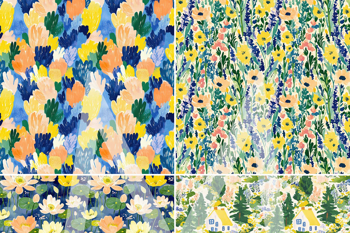 Modern Floral Seamless Patterns, a Pattern Graphic by Maishop (Photo 6 of 8)