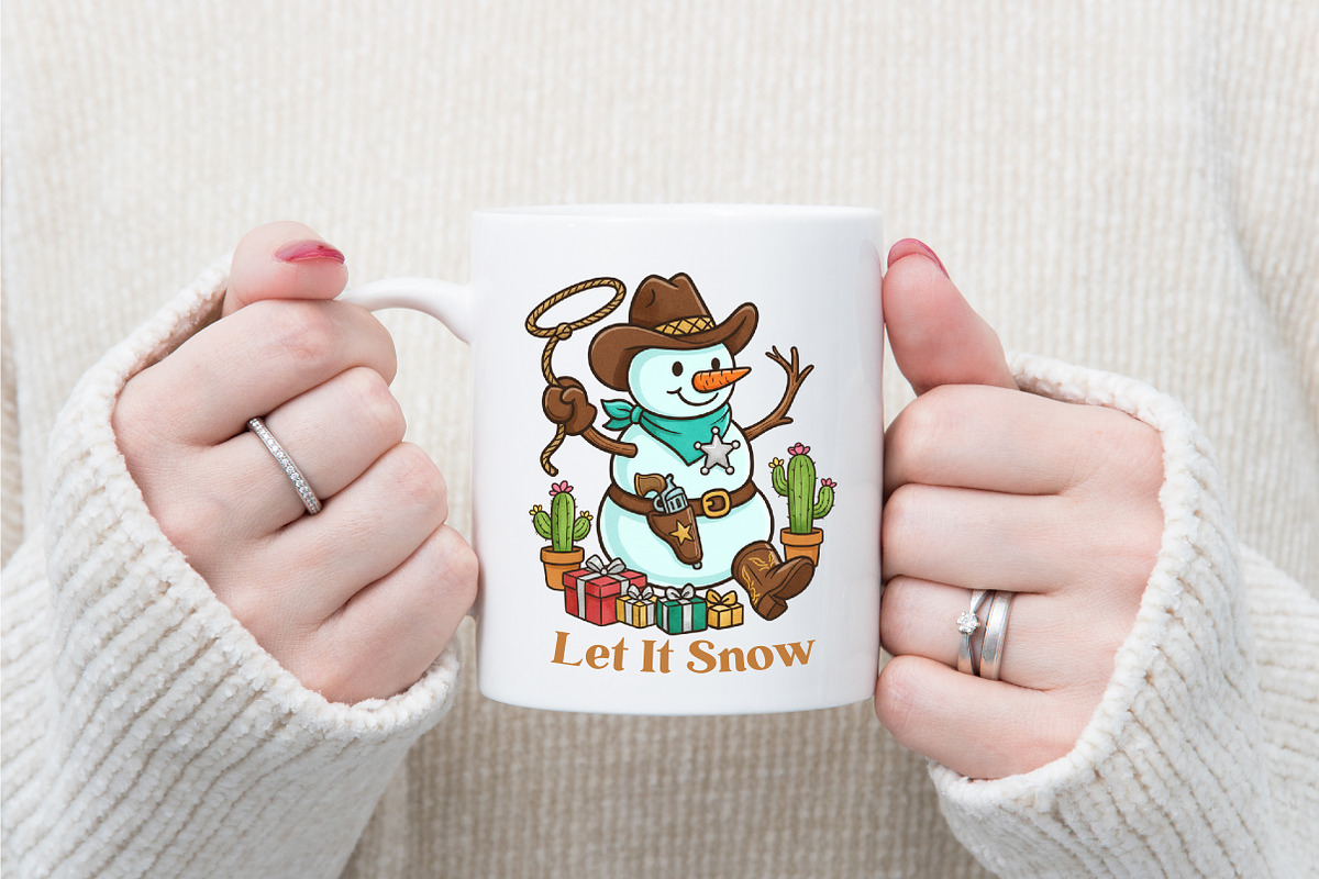 Cowboy Snowman Let-It Snow PNG, an Illustration by designcity5 (Photo 3 of 4)