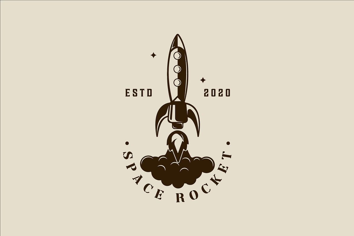 rocket space logo vector vintage, a Branding & Logo Template by zyxroun shop