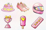 Retro Girly Baseball Clipart, an Illustration by CreationArt (Thumbnail 5 of 5)