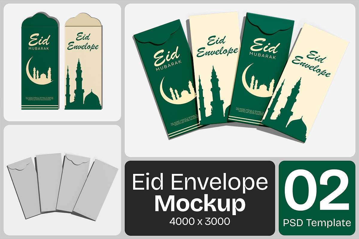 Eid Envelope Mockup, a Merchandise Mockup by Permadi Creative (Photo 1 of 3)